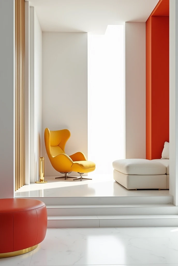 Artdeco interior design , modern look , white material , colorful