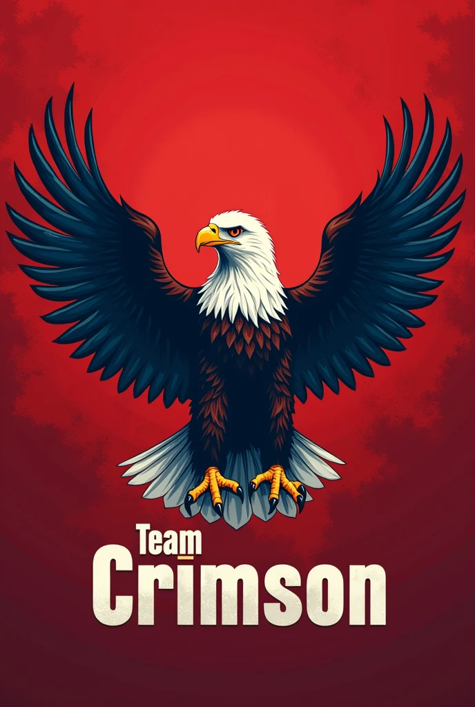 Eagle in the middle with red background with Team Crimson written below the eagle