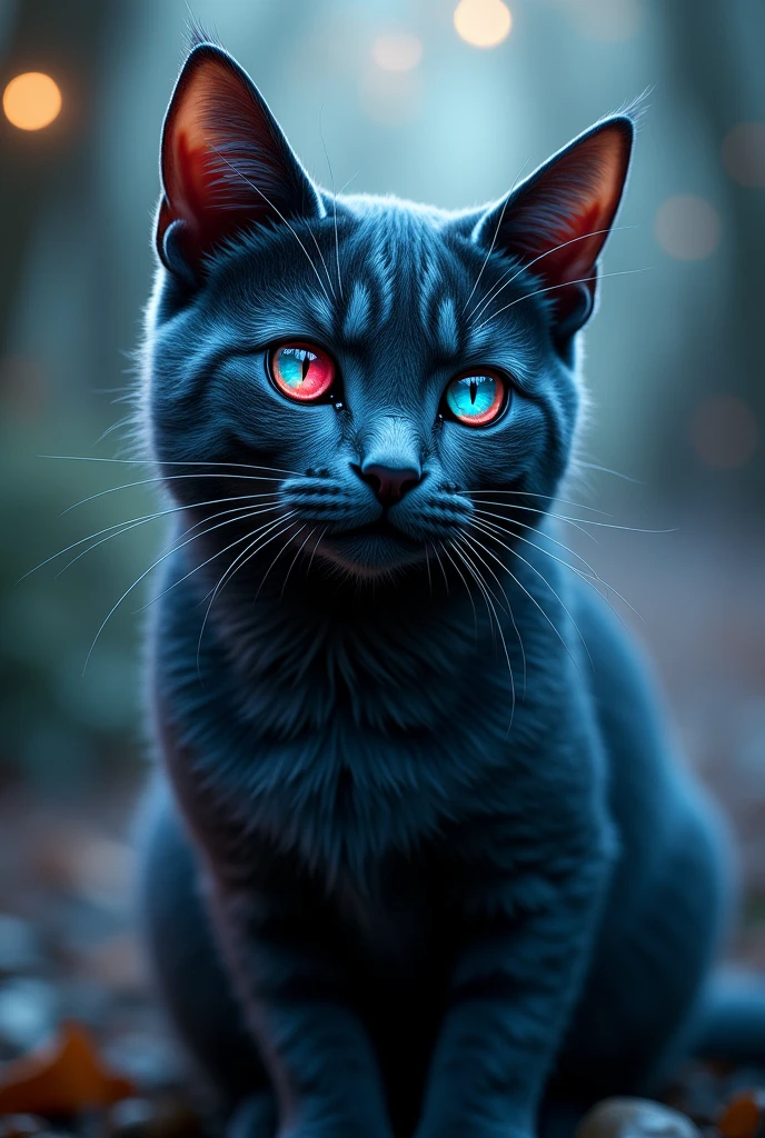 Cat with blue red eyes