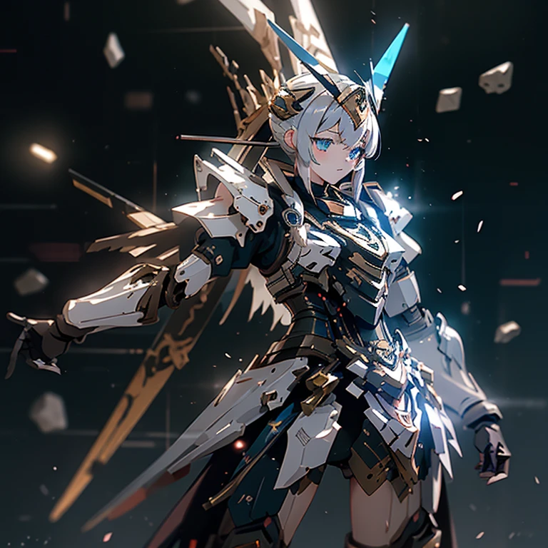 Anime character with white hair and blue eyes standing in front of black background, ayaka Genshin Impact, Mecha cyber armor girl, Anime Mecha Aesthetics, Genshin Impact character, Covered in silver armor, from Arknights, Armor girl, zodiac knight girl, Genshin Impact, Detailed key animation art, keqing from Genshin Impact
四張持劍女子照片特寫, from Arknights, Krenz Cushart and Lin Wenjun, Inspired by Krenz Kushat, Wopp and Krenz Kushat, Fela white mecha, express joy. author:Krenz Kushat, exaggerate accurate details, alexandre Fela white mecha