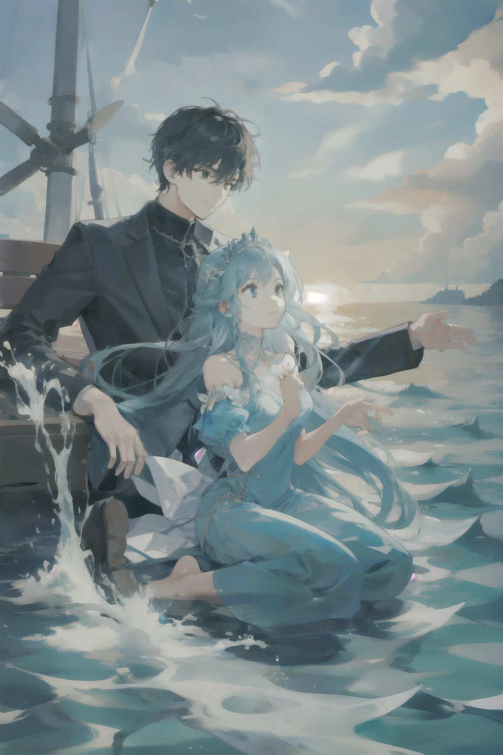 a men and a girl are couple in sea