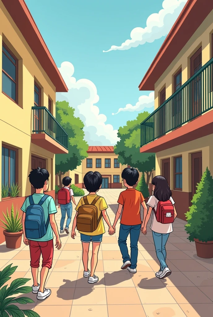 Make a comic strip about bullying , that it is easy to draw, that it is in Spanish and has 12 squares