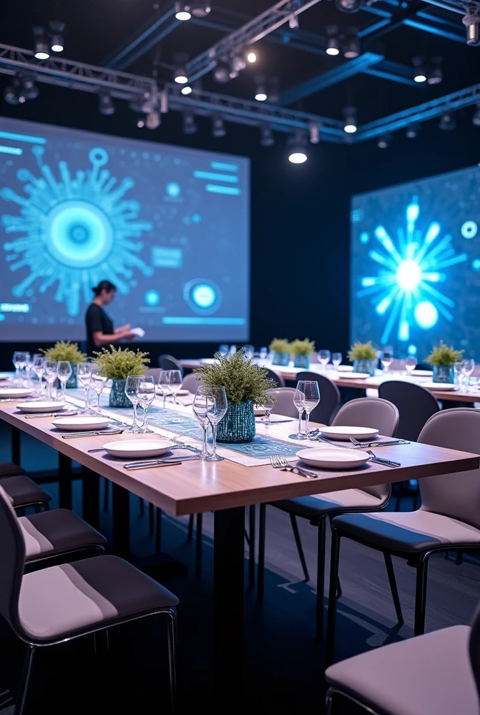 CORPORATE EVENT WITH IA THEME DECORATION IDEAS FOR TABLES, CHAIRS, TOTES