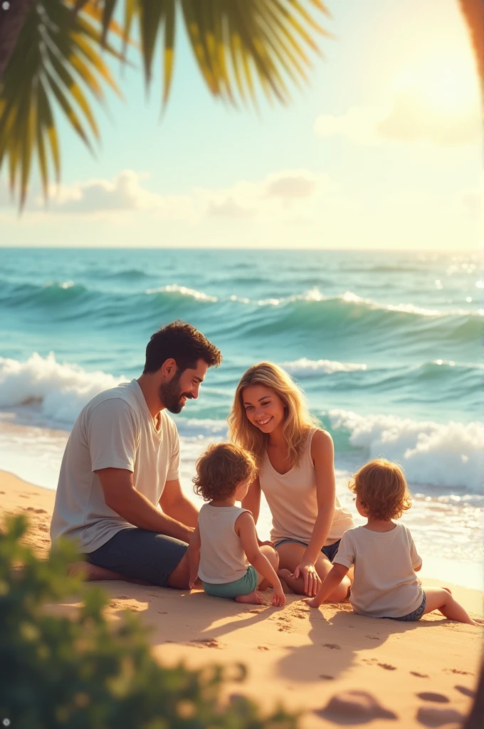 The family enjoy very much near the ocean 