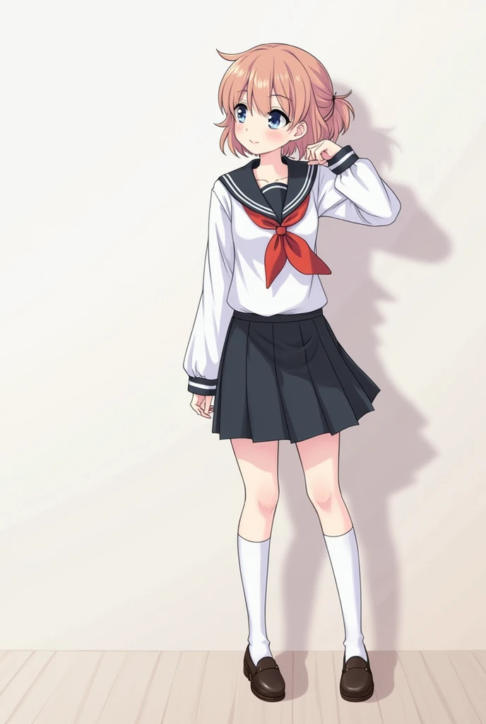 A girl, School uniform, looking ahead, open legs, +18