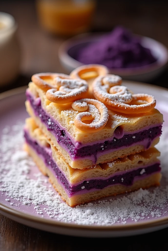 Kunafa with the ube flavor inside