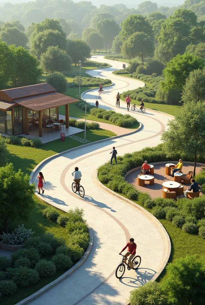 o make road safety park showing walking track cycling track and remote control car track with cafe and sitting area