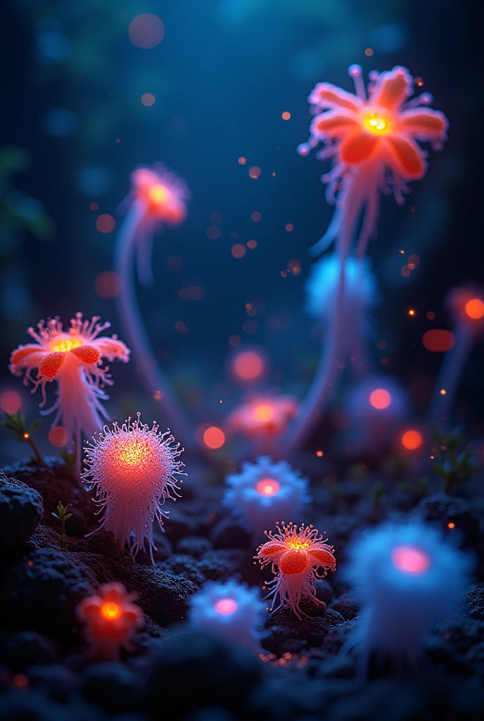 **Sample Image**: Brightly illuminated microorganisms against a dark background.