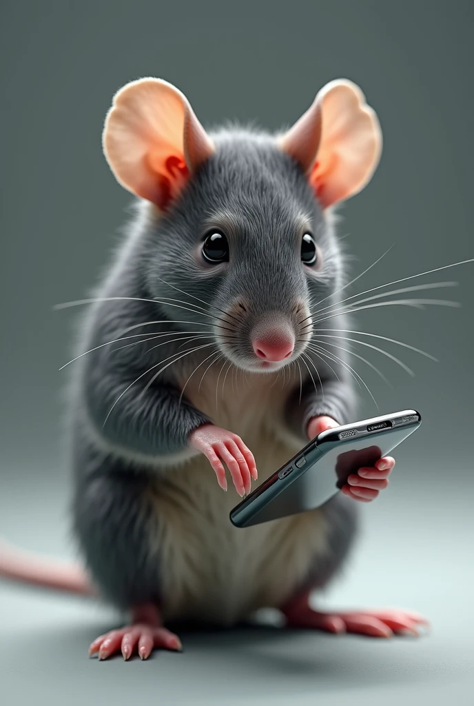 (photorealism:1.2), a rat typing text in iPhone 