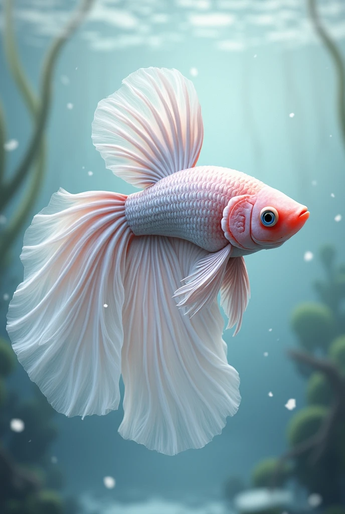 make of betta fish, white with light pink