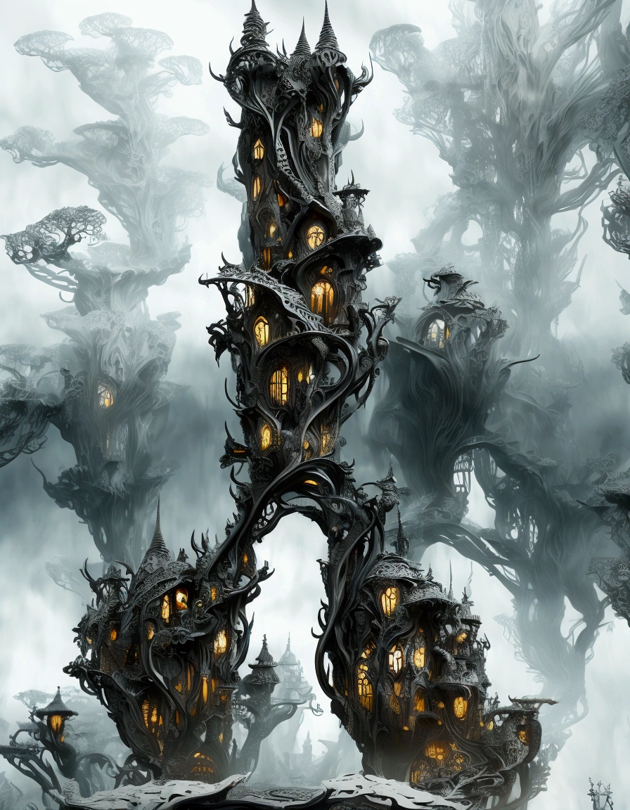 a unique surreal house made of scissors, abstract metamorphosis, detailed intricate architecture, intricate metal structure, sharp blades, twisted and contorted, dreamlike fantasy, dark moody atmosphere, dramatic lighting, muted color palette, cinematic composition, highly detailed, hyper-realistic, award-winning digital art, masterpiece, 8k, photorealistic
