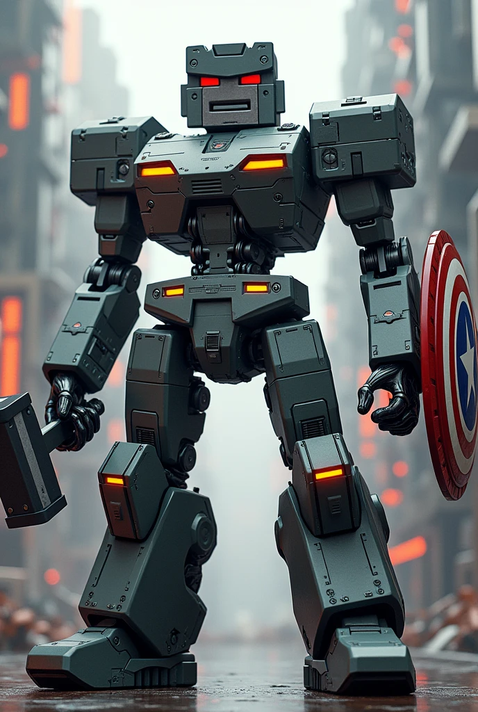 Titan camera man upgrade minecraft steve robot Hot and cold with ultimate large hammer and
Laser core and energon sword with stevehead and america sheild