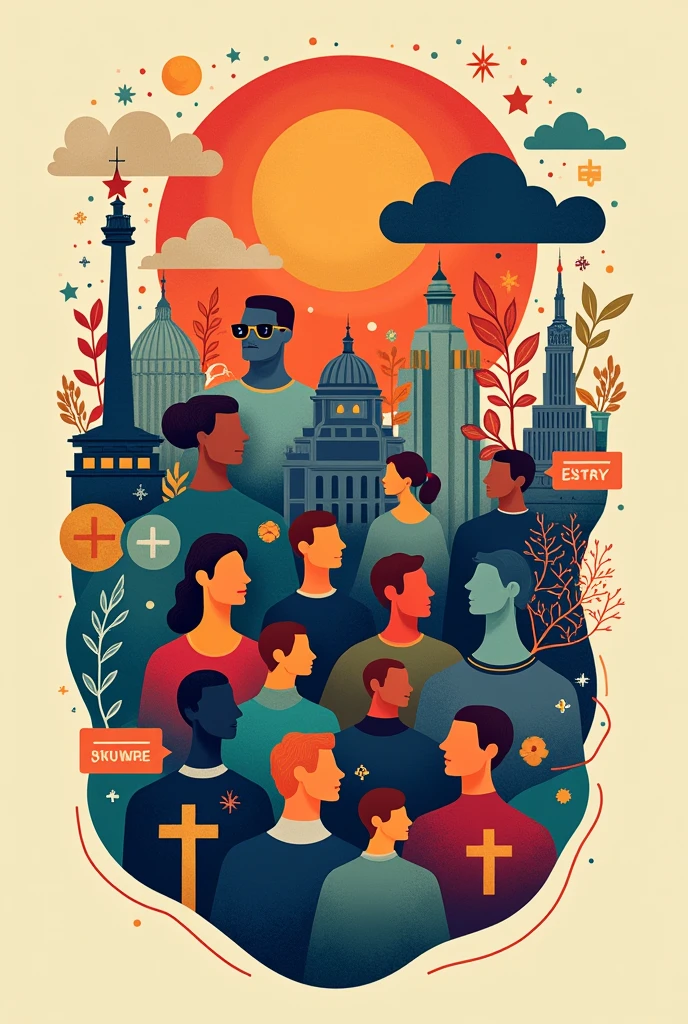 poster about how you can combine culture, society, and politics, simple drawing for school purposes