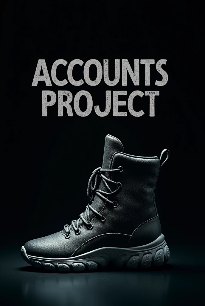 Prepare a front page of project with the title accounts project and below that topic : environment accounting on shoe brands on Black background very very creative