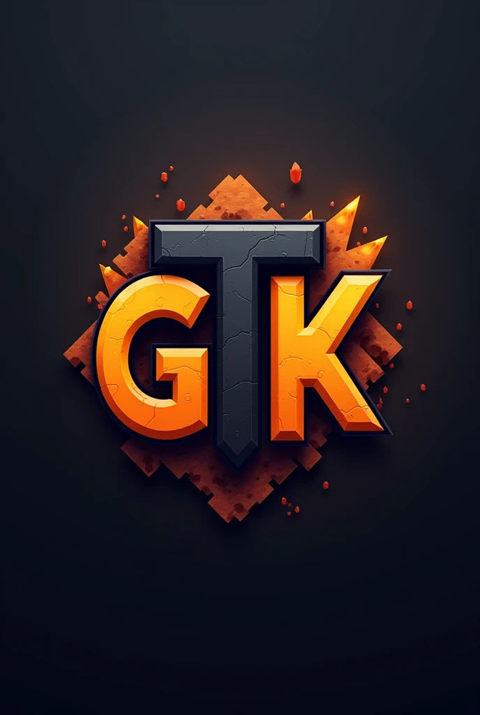 Make an animated logo for a Minecraft clan with the following GTK letters but put the T in black and make the G and K orange, only the T in black and the G and K in orange.