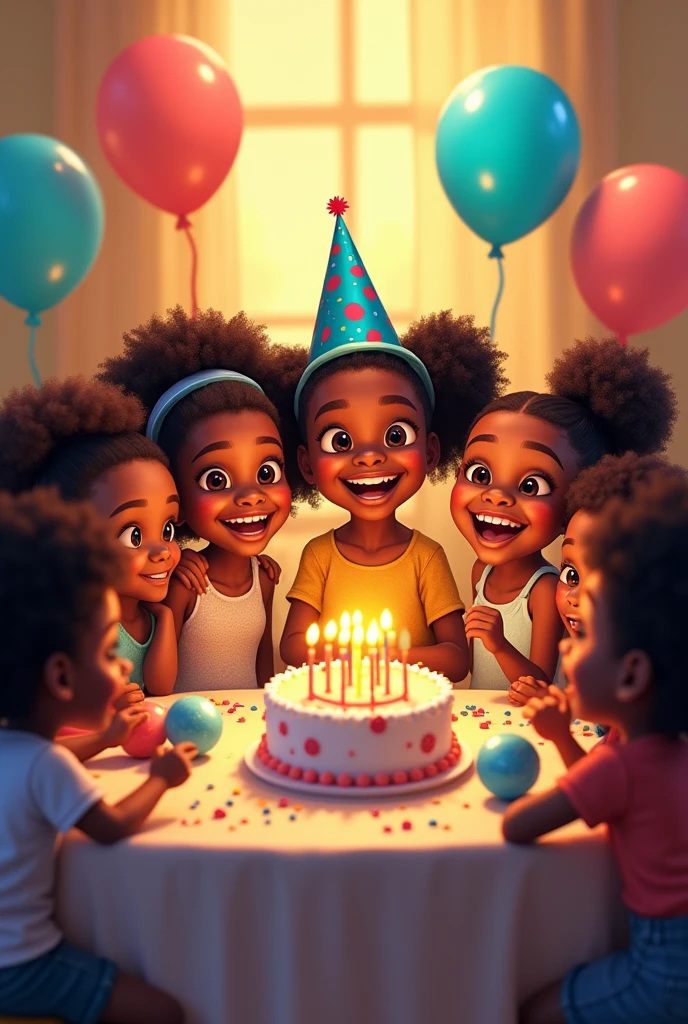 Many Bback kids on a table for a birthday on a square setting