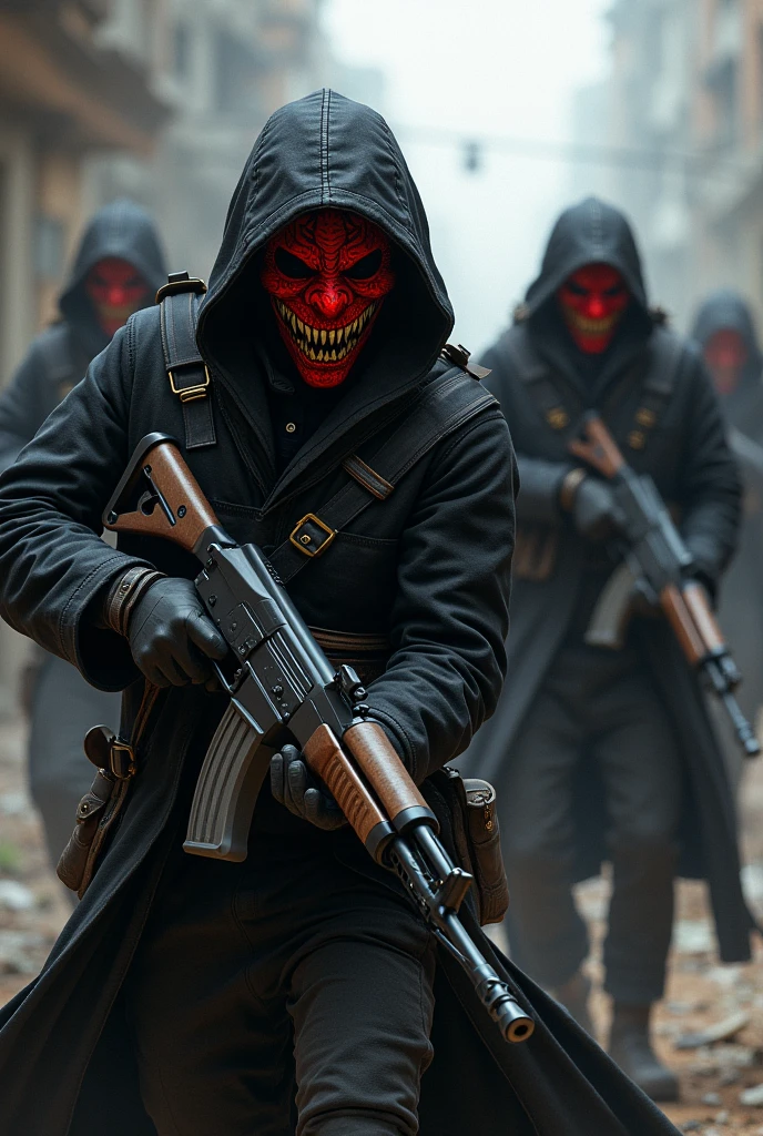Red money hiest mask with dragon ak47 at battle ground