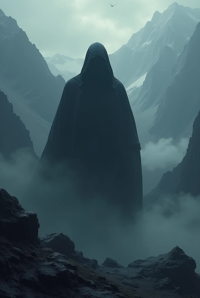 Black shadow hidden behind the tall mountains