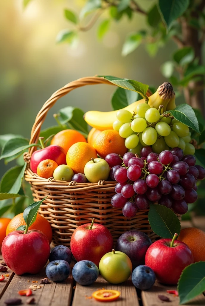 All fruits without orange
with natural background