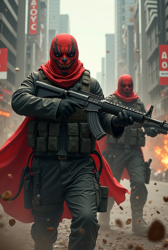 Red money hiest mask cloth with dragon ak47 at battle ground
