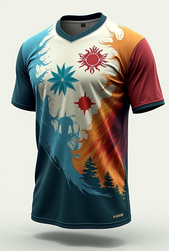 Make me a simple team shirt jersey design the theme is avatar elements