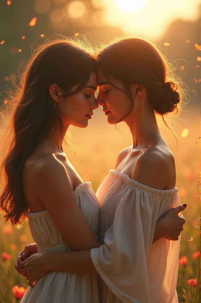 A girl having a loving encounter with herself
