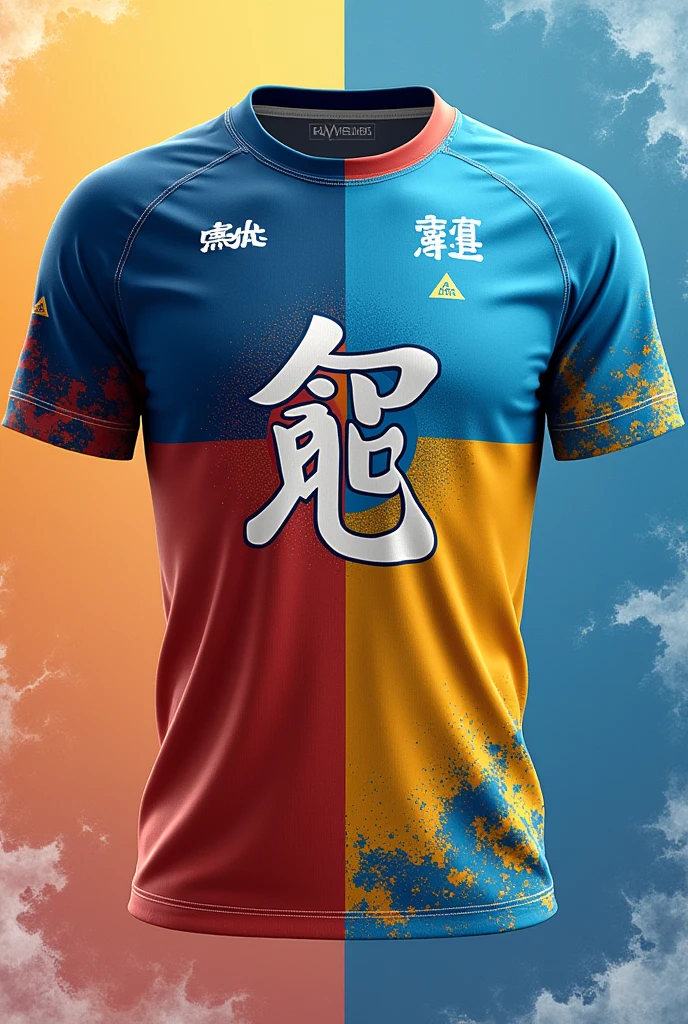 Make me a simple team shirt jersey design for school sport fest the theme is avatar elements