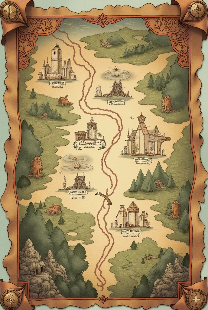 Please help me draw an ancient map,Mark the locations of several beauty stores