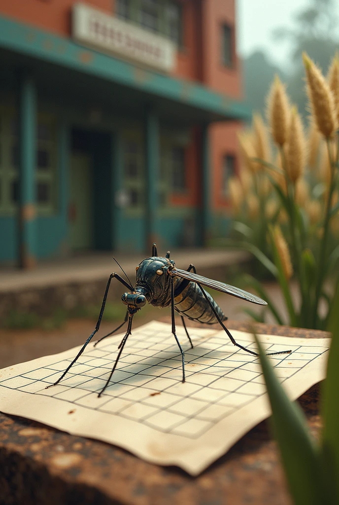 A mosquito playing sudoku outside a school with some corn in Manizales