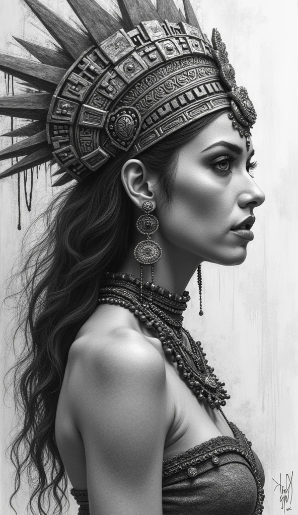 Edgy pencil drawings of a mayan princess background with grunge elements, oil spotsundefined, undefined, undefined, undefined, undefined, undefined, undefined, undefined, undefined, undefined,