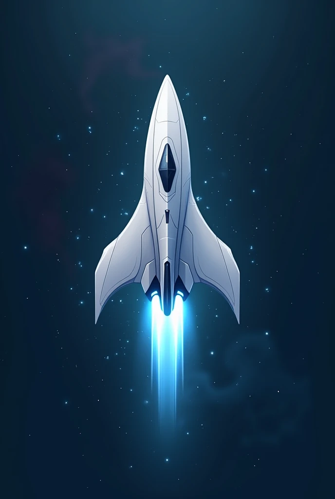 I want a spaceship to serve as a logo, I want something minimalist, I want blue and white, do something more alien