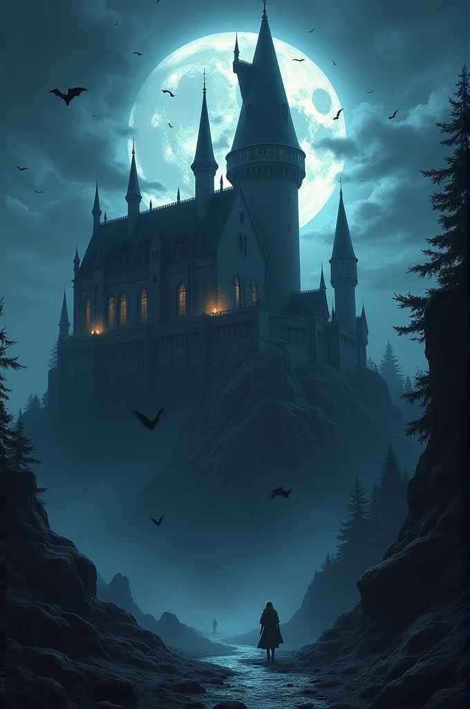 Vampire castle at night 