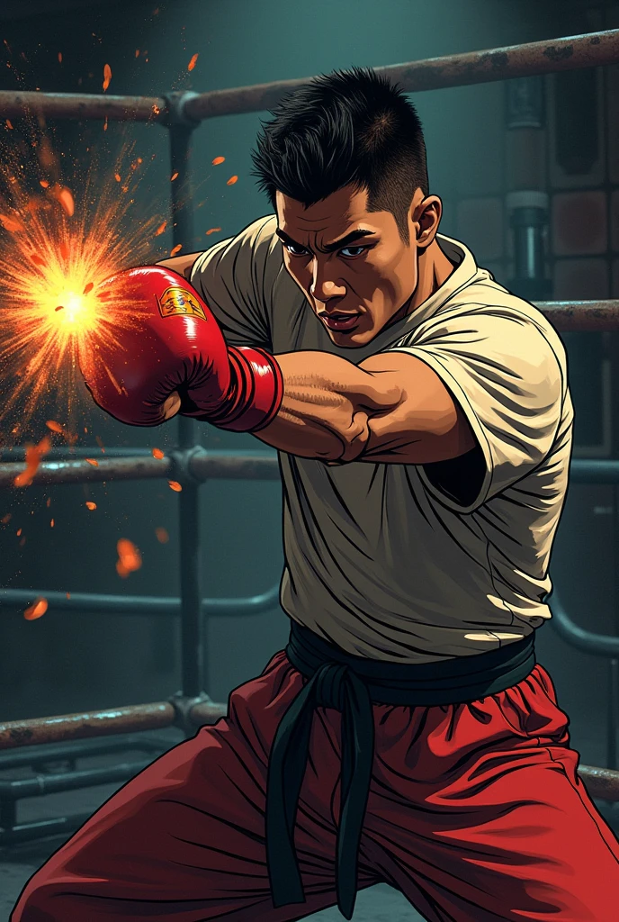 Create an illustration of the named stroke.SOM "jab"