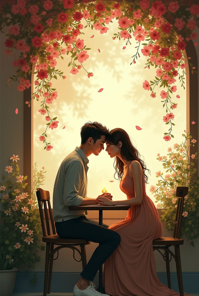 They sat beneath the flowers, the world hushed around them. In that small café, they found a world of their own ❤️