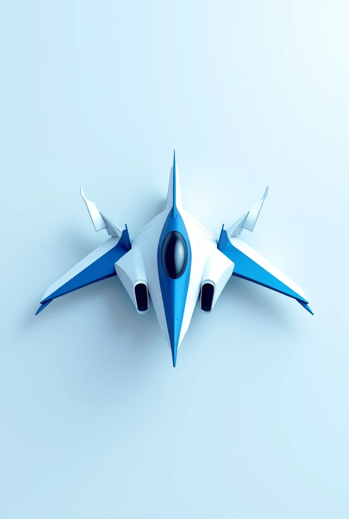 I want a spaceship to serve as a logo, I want something minimalist, I want blue and white, do something more alien and make the ship horizontal