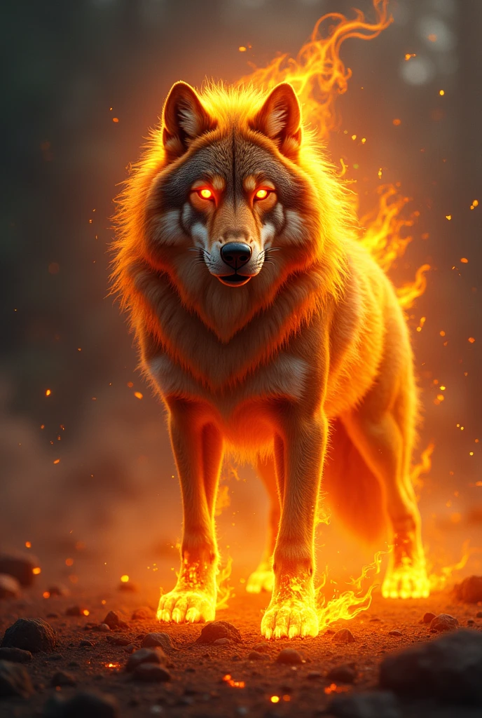 Wolf with fire