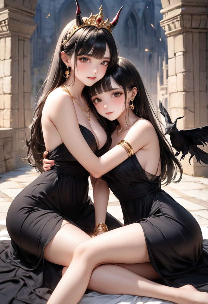 2girl, 2 girl, waist up, concept art, [shu qi:elf:1], grabbing vagina, masturbating touching her breast naked her vagina no panties, Ruff, Anklet, Makeup, loop lighting, 80mm, official art, unity 8k wallpaper, ultra detailed, aesthetic, masterpiece, best quality, photorealistic