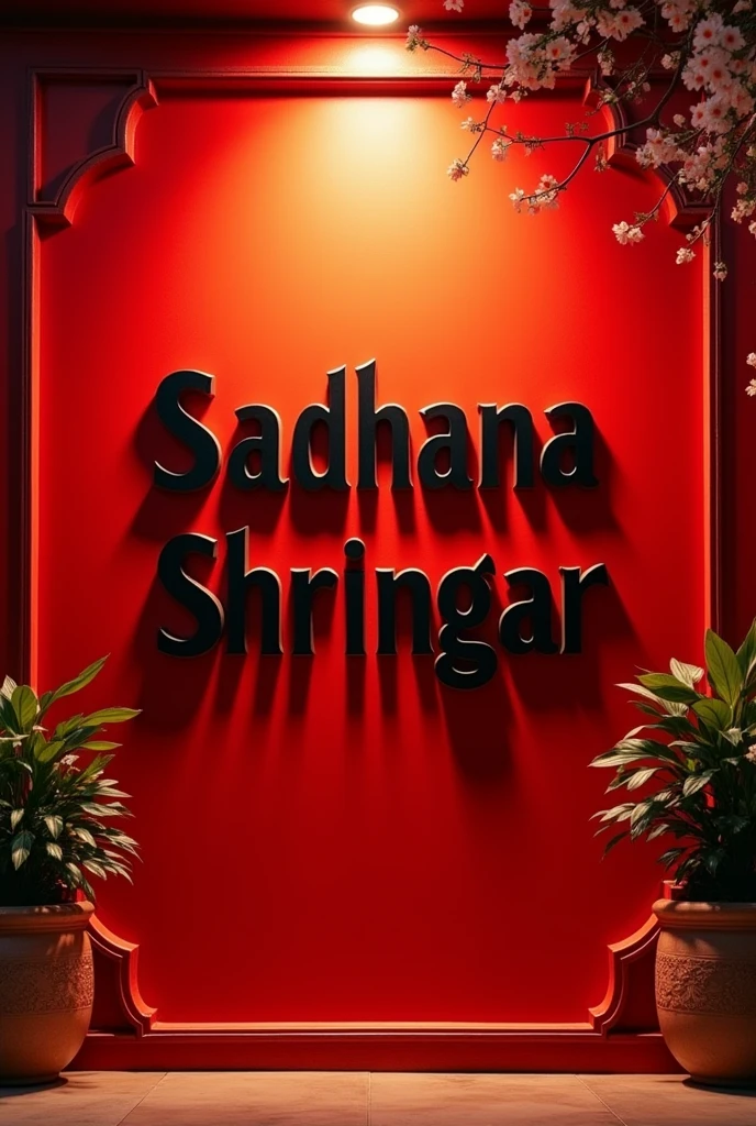 Sadhana shringar store name board red and black Colour