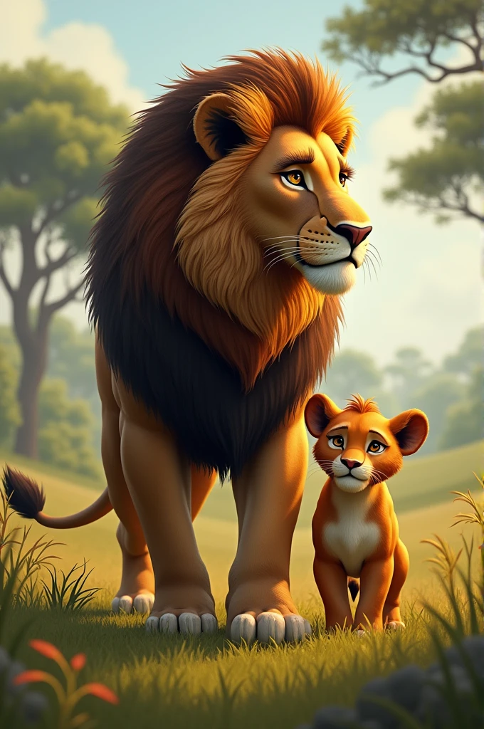 A lion who is with son