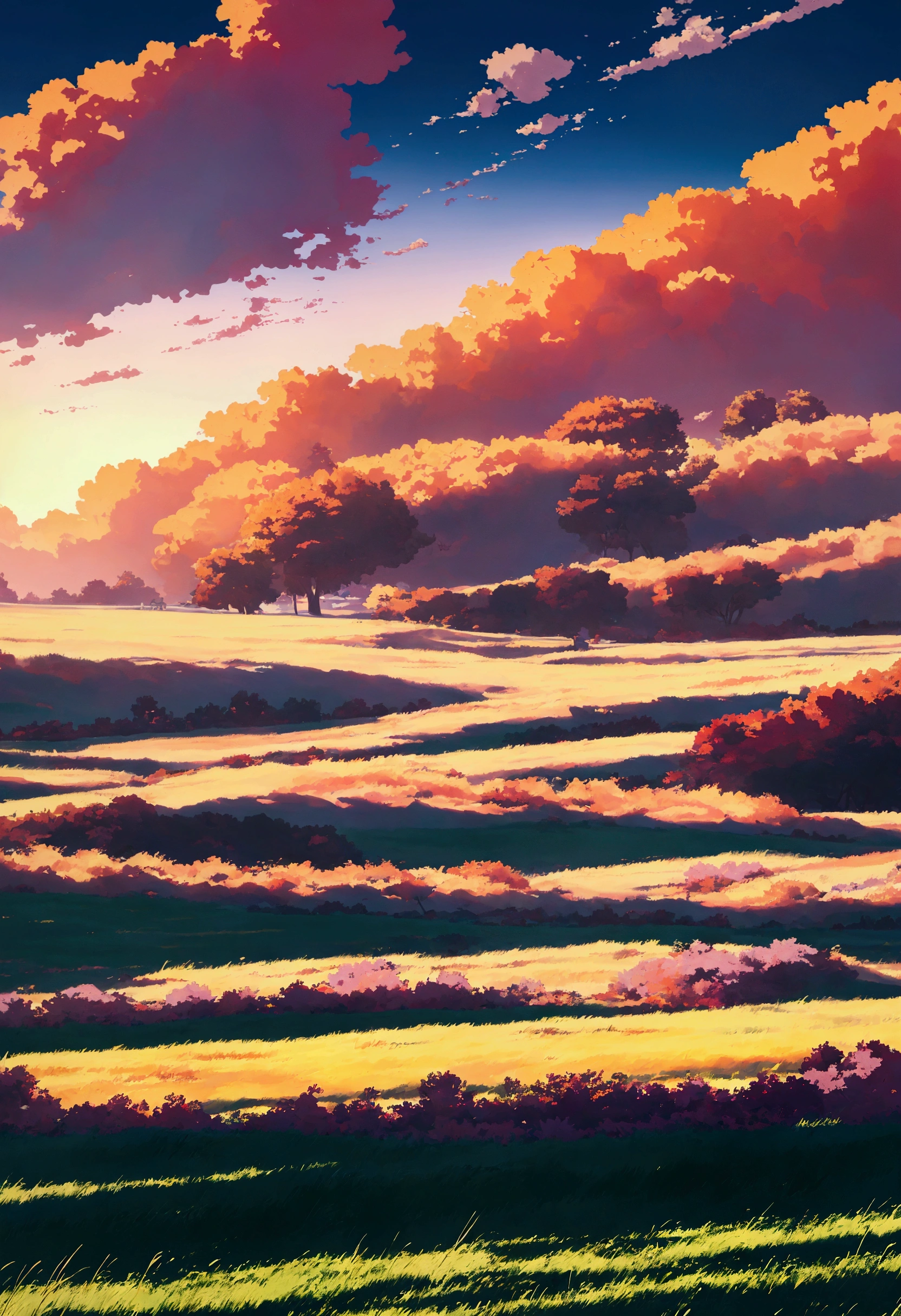Anime Landscape: A Pearlsuper, a stunningly polished white hypercar prototype, elegantly sits in a vast field of tall, swaying grass. The setting sun casts its warm, hazy glow over the scene, painting the sky with vibrant oranges and purples. This tranquil anime scene, reminiscent of the masterful works of Makoto Shinkai and Cyril Rolando, is a stunning piece of art ideal for an 8K anime wallpaper or an amazing 4K anime art wallpaper, offering a beautiful anime peace scene that would make a fantastic artistic anime background or anime wallpaper art 4K.