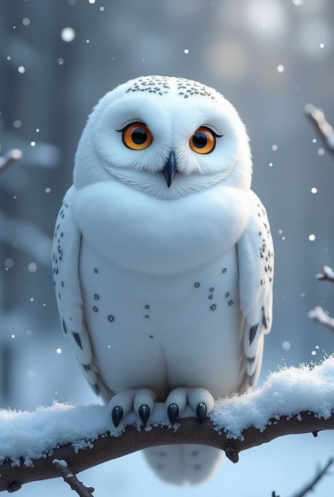 I want an snow owl with big eyes nice