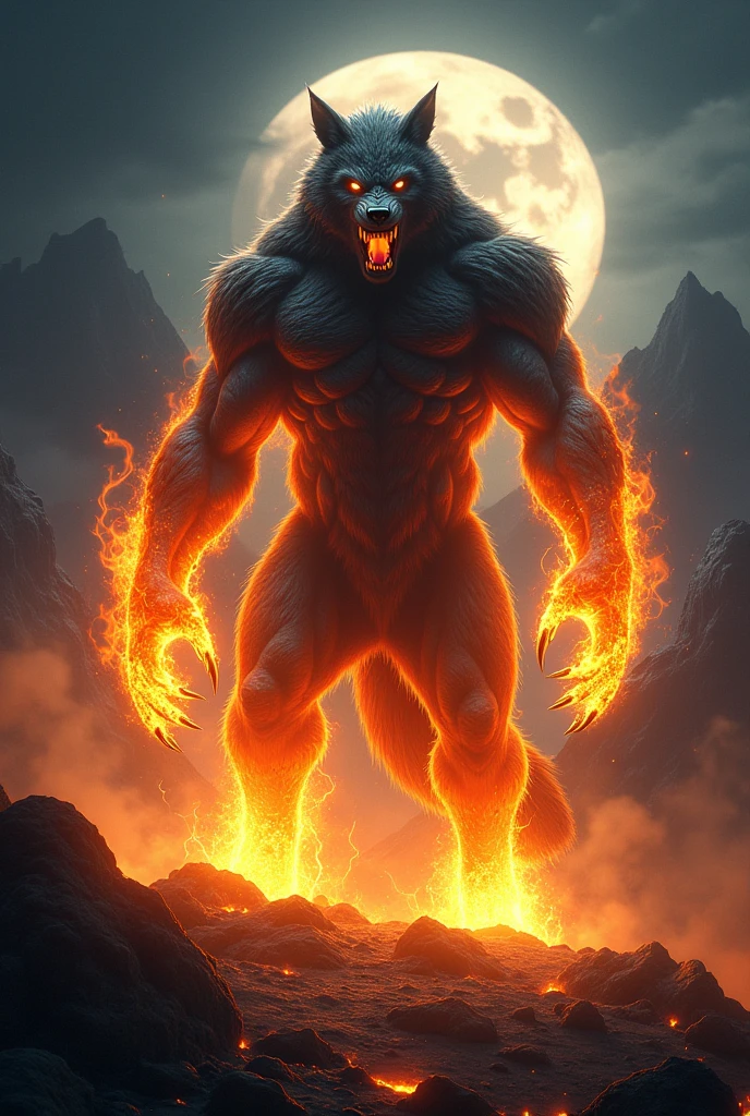 Werewolf with fire on his first
