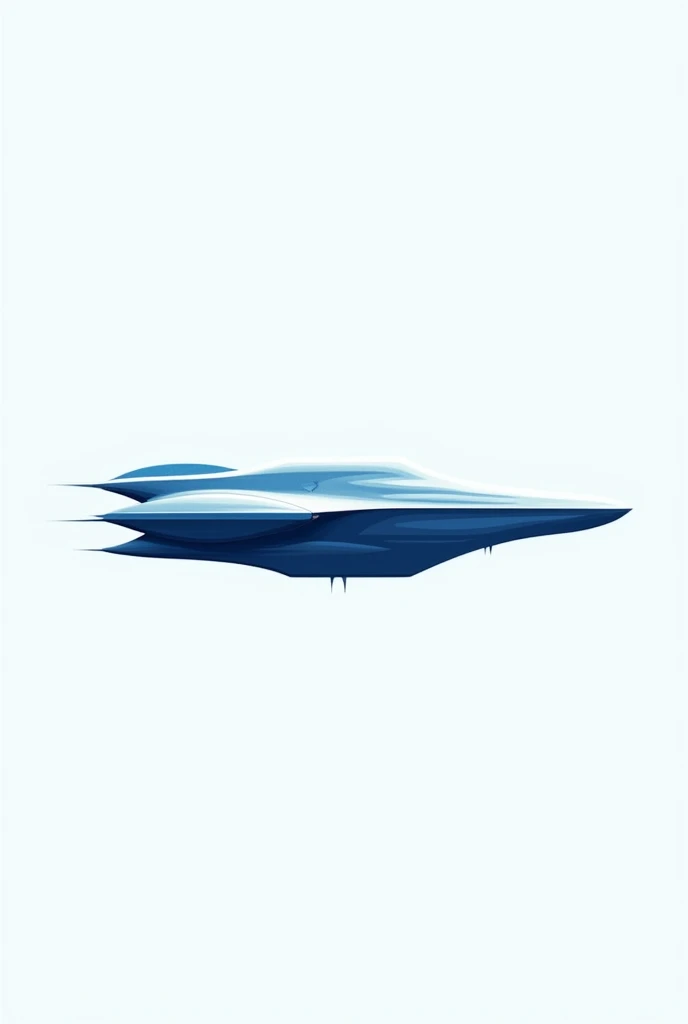 I want a spaceship to serve as a logo, I want something minimalist, I want blue and white, do something more alien and make the ship horizontal
