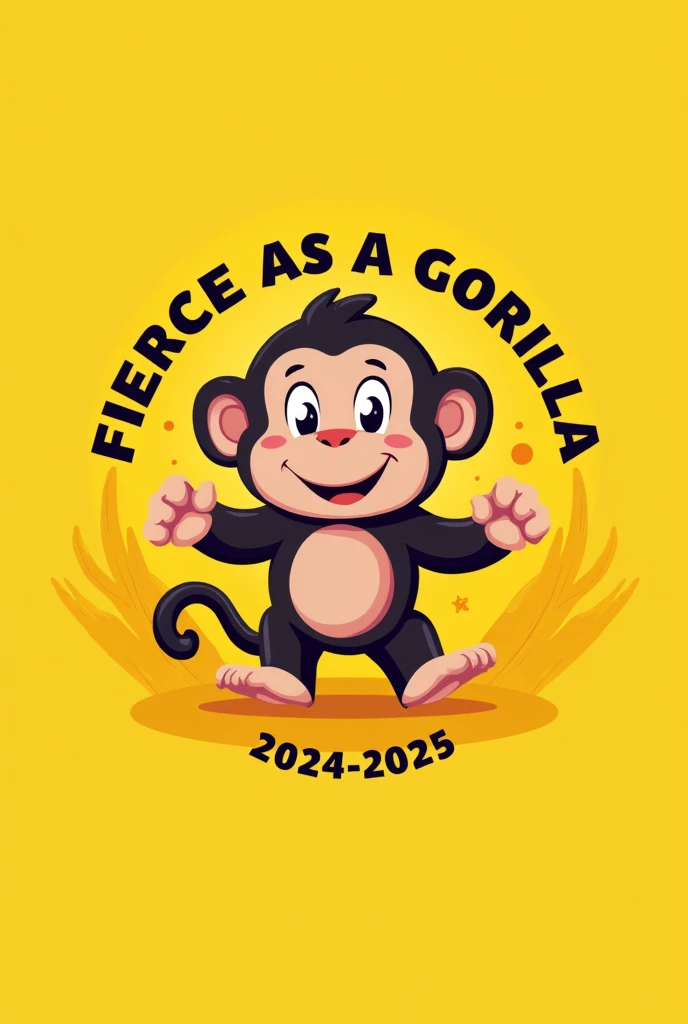 A logo of class A11 with a  cute monkey and yellow  light background and slogan " Dữ như con khỉ đột"  and 2024-2025