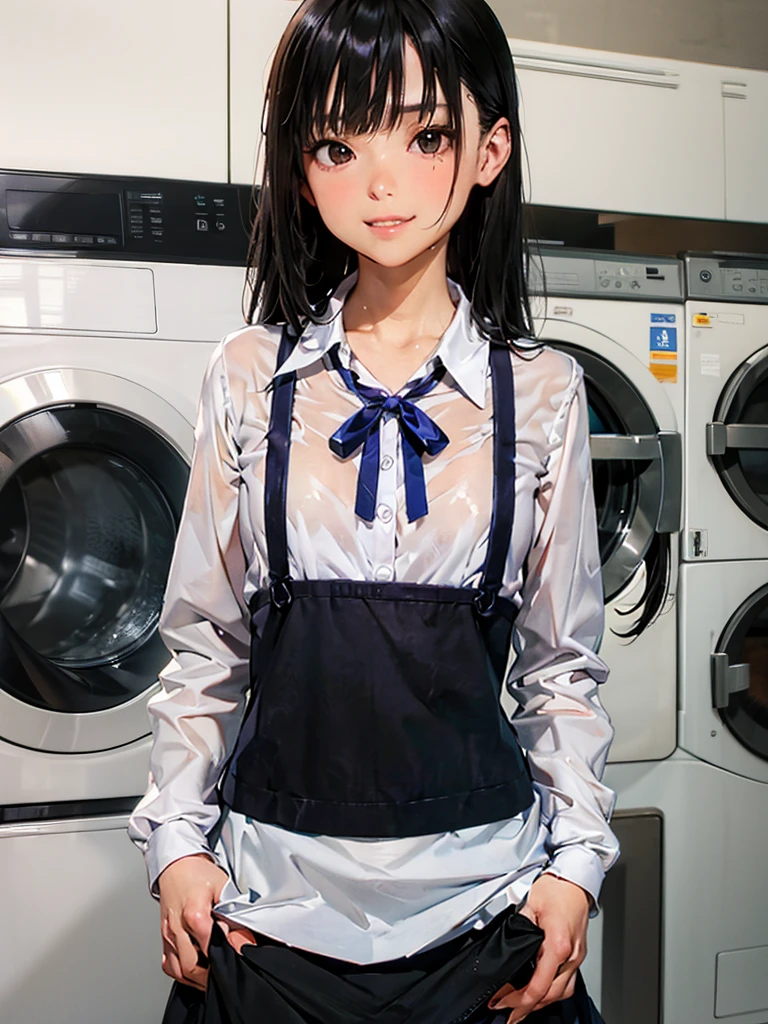 One girl, Laundry room,washing machine, Laundry basket, a few underwears are in a Laundry basket, hair,Color Hair Color, Small breasts、break,blush, bow, 赤いbow, Long sleeve, shirt, 襟付きのshirt, skirt, プリーツskirt, 黒いskirt, Small breasts, {{{Face close-up}}},Upper Body,,Pay attention to the panties,Quality underwear, Looking down,View your viewers, Panties as a gift, Tabletop, Highest quality, , Absurd, Perfect Skin, Detailed skin texture, Ultra-detailed, 8k, Intricate details, Beautifully detailed face,High resolution, {{{Shadowed face}}}, to ridicule, {{{Grit your teeth:1.2}}}, Grin, smile, 視聴者をLooking down, masterpiece,Absurd, Beautiful detailed face when viewed from the front,
