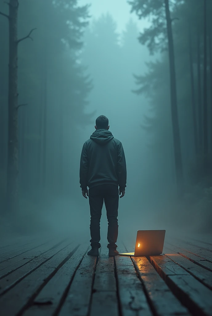 A laptop with the files open
. He stands on the wooden floor and only he can be seen . No one is to be seen