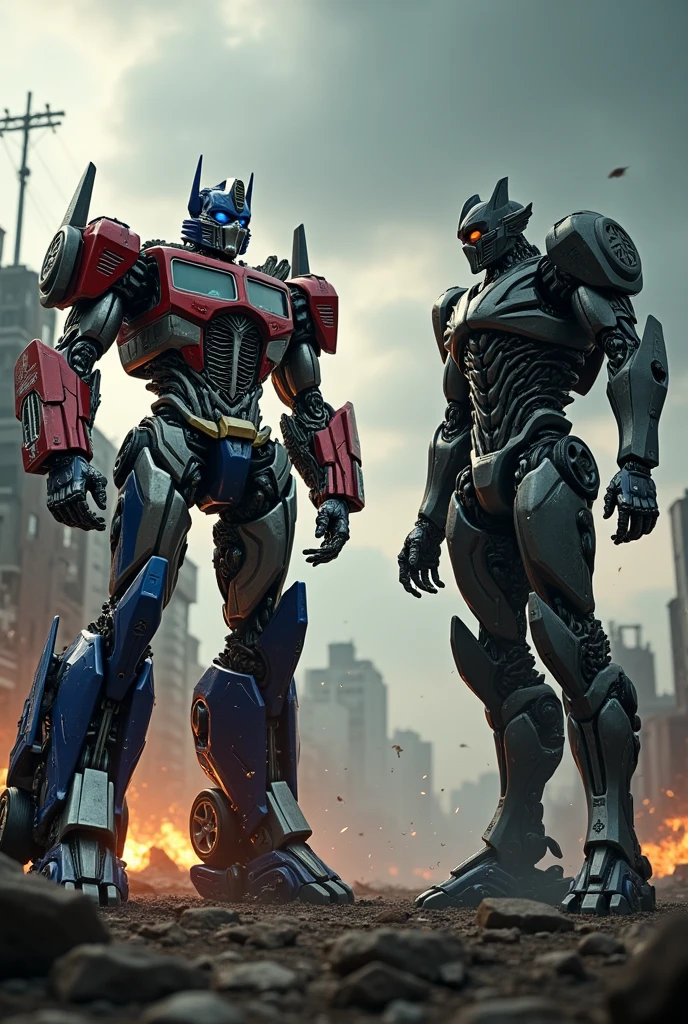 hình ảnh thực tế, bộ phim tranformer, nhân vật Optimus Prime đối đầu với Lockdown