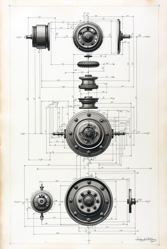 A technical drawing that looks like it was made by a person, The drawing is from the disassembly of a wheel from a 2007 Nissan Frontier pickup truck.