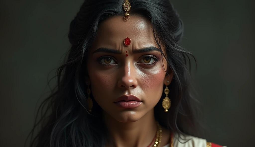 Gandhari, the mother of the Kauravas, lost her hundred sons in the war of Mahabharata. When the war ended, Gandhari held Lord Krishna responsible for the death of all her sons. Gandhari was an ascetic woman and the grief of her sons' death was deeply embedded in her heart.
, taking a realistic  3d photo
