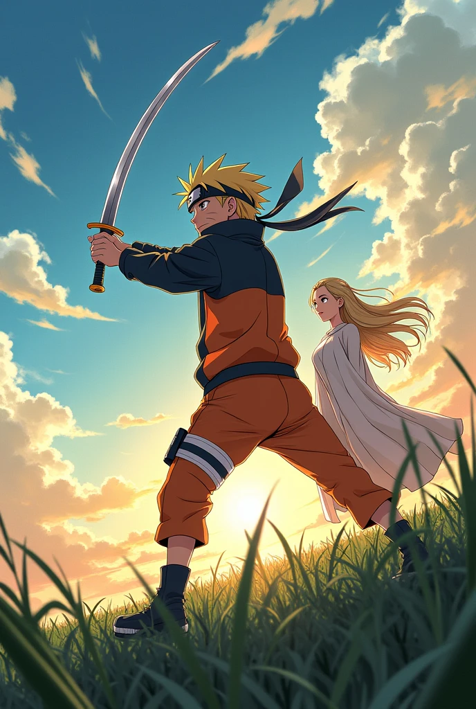 наруто and sword in field with sky background, Detailed key anime art, anime goddess, portrait heroines anime, detailed digital anime art, Highly detailed official design, blonde Anime girl with long hair, photo of Асуна из SAO, Anime girl with long hair
